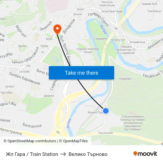 Жп Гара / Train Station to Велико Търново map