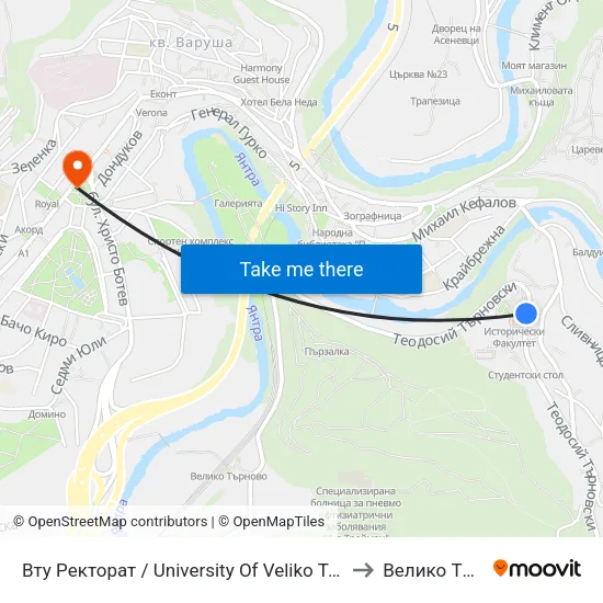 Вту Ректорат / University Of Veliko Tarnovo - Rectorate to Велико Търново map