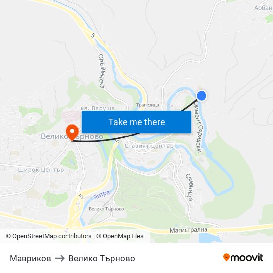 Мавриков to Велико Търново map