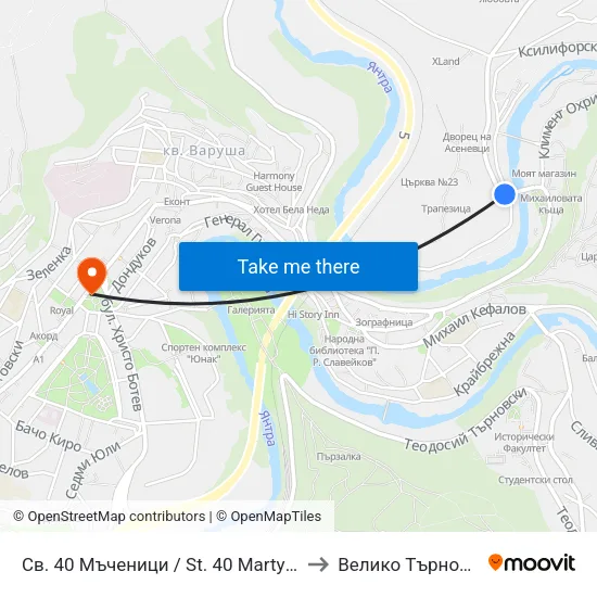 Св. 40 Мъченици / St. 40 Martyrs to Велико Търново map