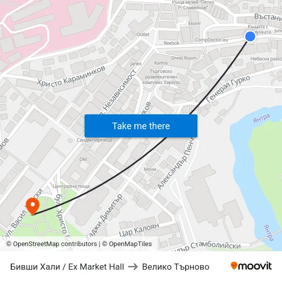Бивши Хали / Ex Market Hall to Велико Търново map