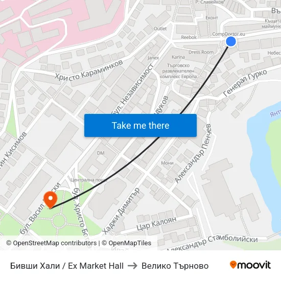 Бивши Хали / Ex Market Hall to Велико Търново map