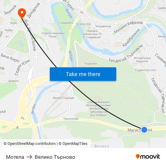 Мотела / the Motel to Велико Търново map