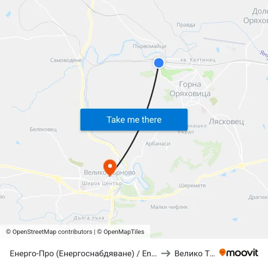 Енерго-Про (Енергоснабдяване) / Energo-Pro (Power Supply) to Велико Търново map