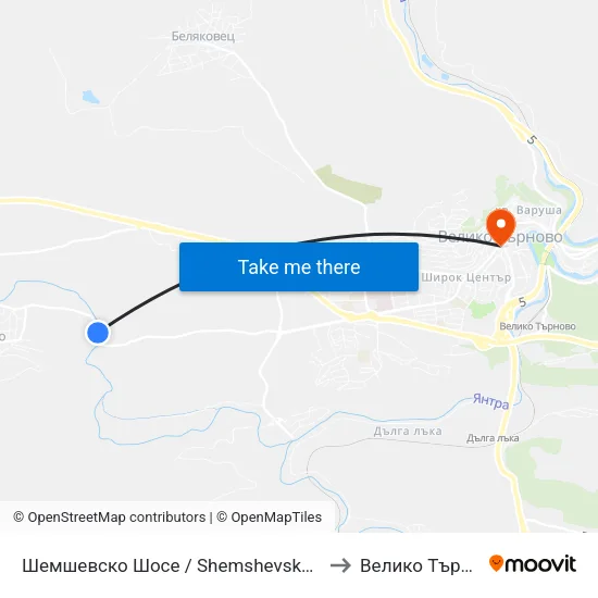 Шемшевско Шосе / Shemshevsko Shosse to Велико Търново map