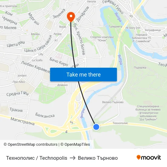 Технополис / Technopolis to Велико Търново map