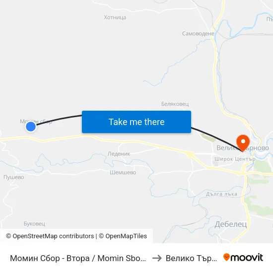 Момин Сбор - Втора / Momin Sbor - Second to Велико Търново map