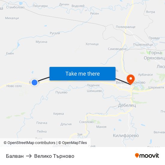 Балван to Велико Търново map