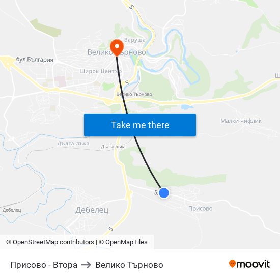 Присово - Втора / Prisovo - Second to Велико Търново map