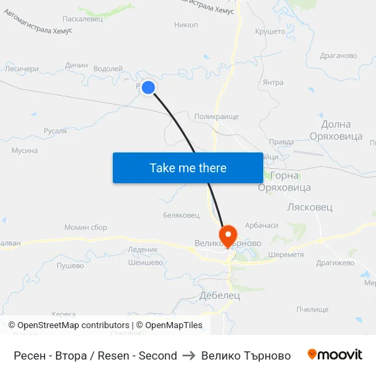 Ресен - Втора / Resen - Second to Велико Търново map