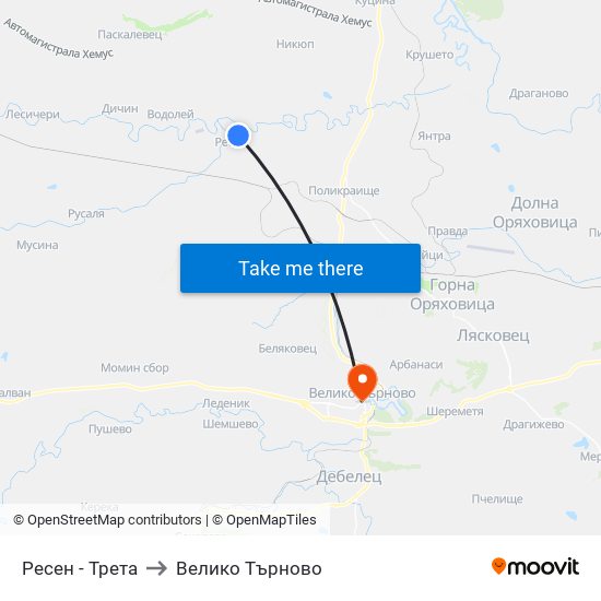 Ресен - Трета to Велико Търново map