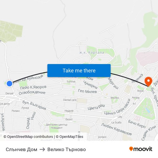 Слънчев Дом / Sunny Home to Велико Търново map