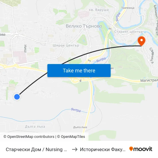 Старчески Дом / Nursing Home to Исторически Факултет map