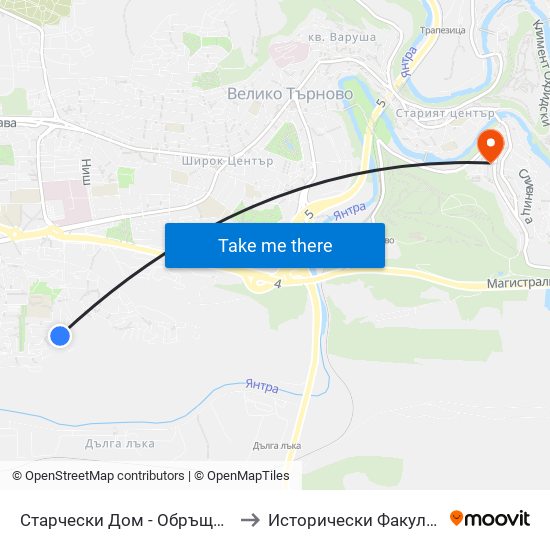 Старчески Дом - Обръщало / Nursing Home - Terminus to Исторически Факултет map