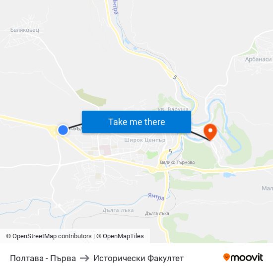 Полтава - Първа / Poltava - First to Исторически Факултет map