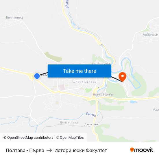 Полтава - Първа to Исторически Факултет map