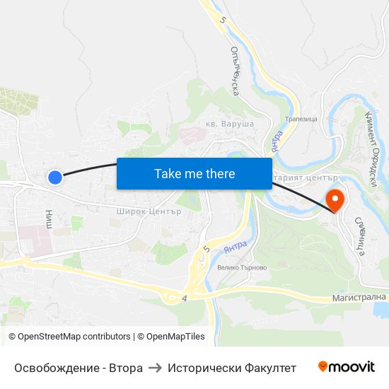 Освобождение - Втора / Osvobozhdenie - Second to Исторически Факултет map