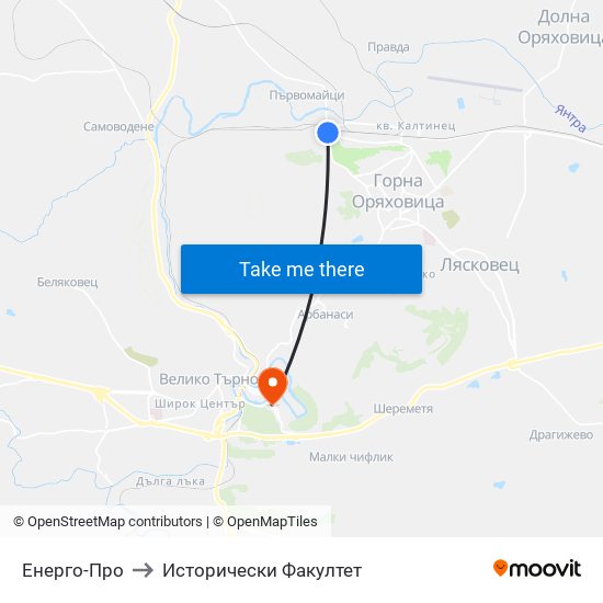 Енерго-Про (Енергоснабдяване) / Energo-Pro (Power Supply) to Исторически Факултет map