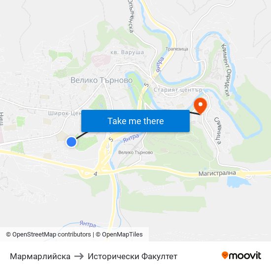 Мармарлийска to Исторически Факултет map