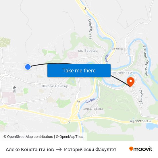 Алеко Константинов / Aleko Konstantinov to Исторически Факултет map