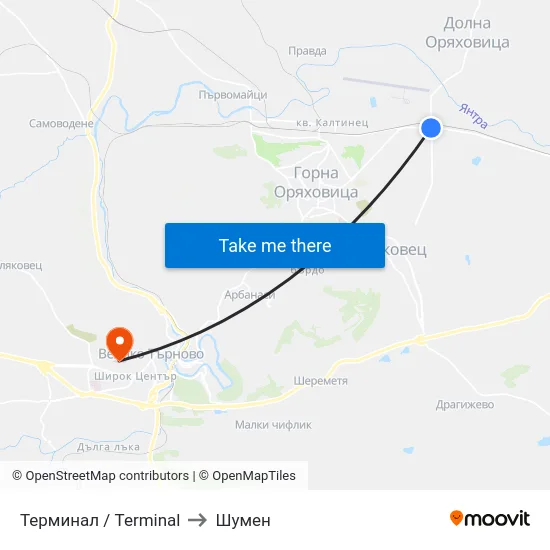 Терминал / Terminal to Шумен map