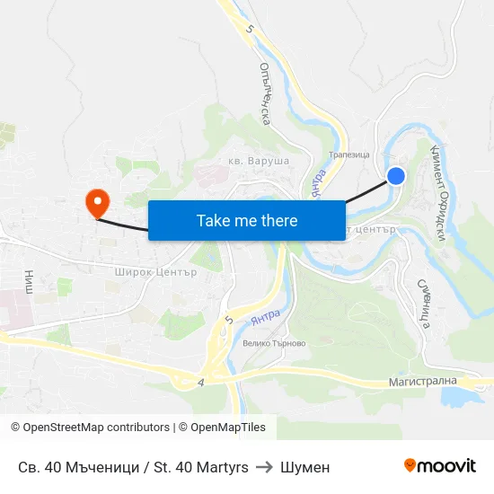 Св. 40 Мъченици / St. 40 Martyrs to Шумен map