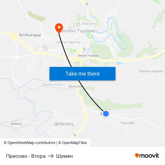 Присово - Втора to Шумен map