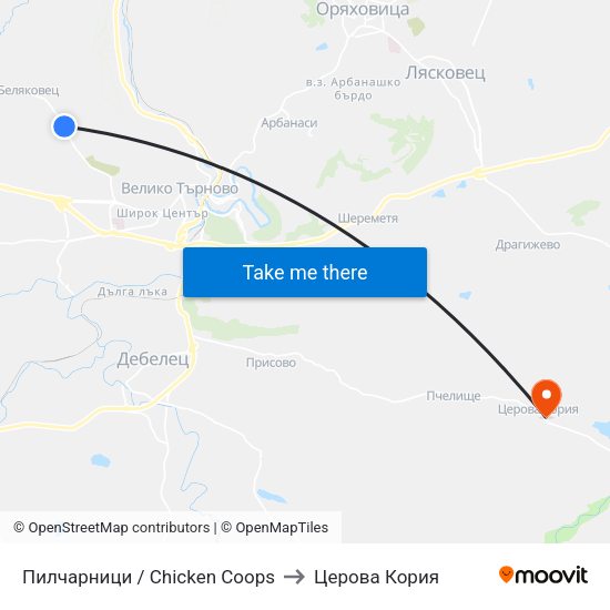 Пилчарници / Chicken Coops to Церова Кория map