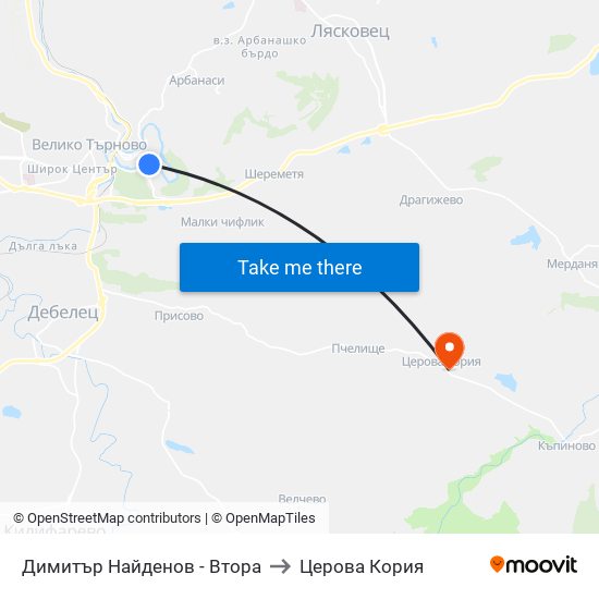 Димитър Найденов - Втора to Церова Кория map