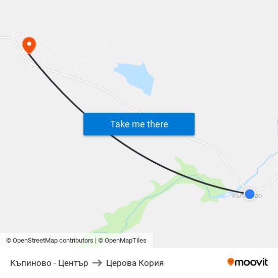 Къпиново - Център to Церова Кория map