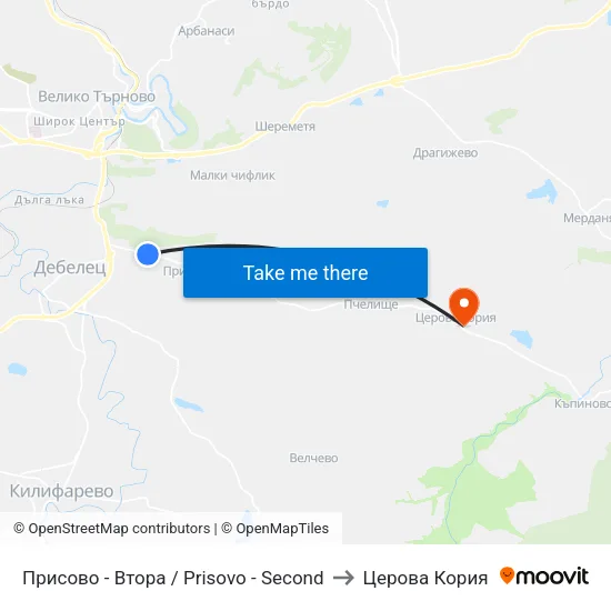 Присово - Втора / Prisovo - Second to Церова Кория map