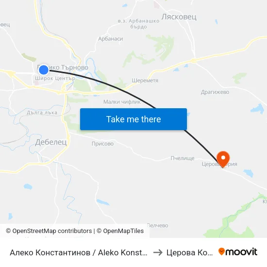 Алеко Константинов / Aleko Konstantinov to Церова Кория map