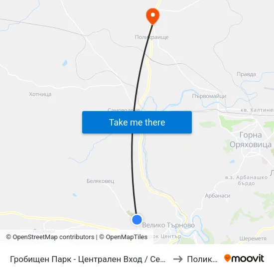 Гробищен Парк - Централен Вход / Cemetery - Central Entrance to Поликраище map