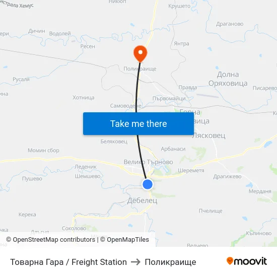 Товарна Гара / Freight Station to Поликраище map