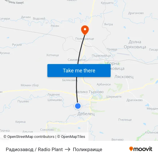 Радиозавод / Radio Plant to Поликраище map