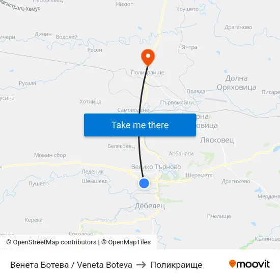 Венета Ботева / Veneta Boteva to Поликраище map