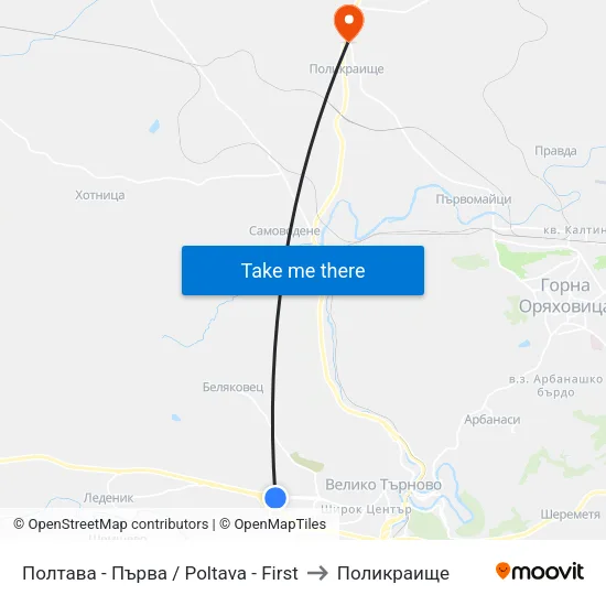 Полтава - Първа / Poltava - First to Поликраище map
