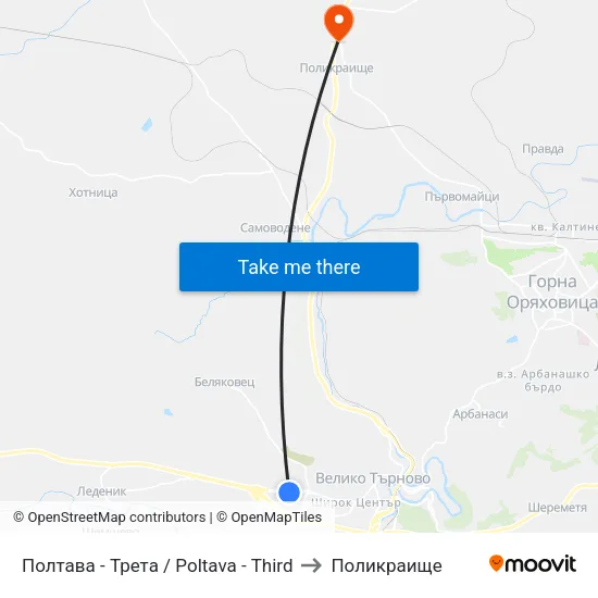 Полтава - Трета / Poltava - Third to Поликраище map