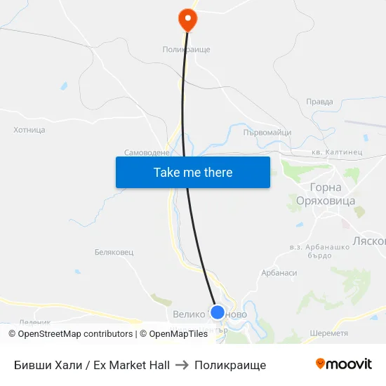 Бивши Хали / Ex Market Hall to Поликраище map