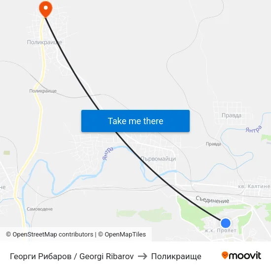 Георги Рибаров / Georgi Ribarov to Поликраище map