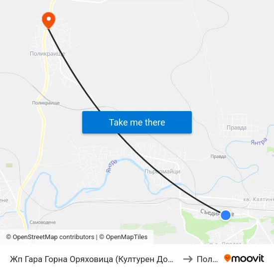 Жп Гара Горна Оряховица (Културен Дом) / Gorna Oryahovitsa Train Station (House Of Culture) to Поликраище map