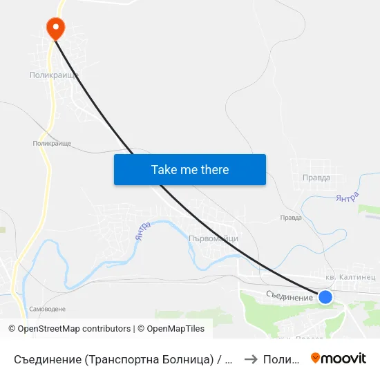 Съединение (Транспортна Болница) / Saedinenie (Transport Hospital) to Поликраище map