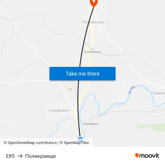 E85 to Поликраище map