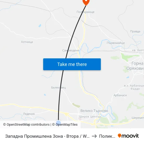 Западна Промишлена Зона - Втора / West Industrial Zone - Second to Поликраище map