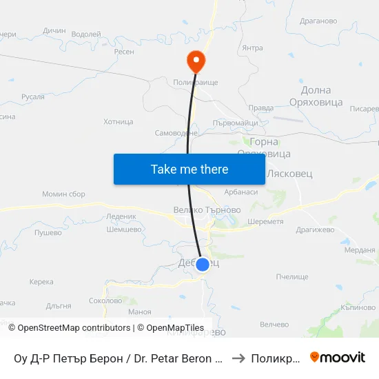 Оу Д-Р Петър Берон / Dr. Petar Beron Primary School to Поликраище map