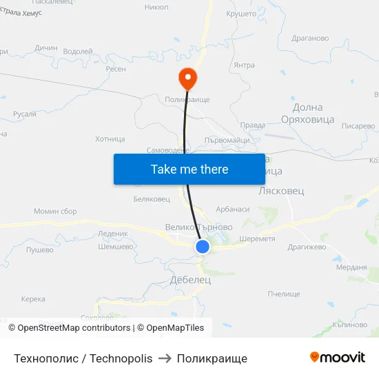 Технополис / Technopolis to Поликраище map