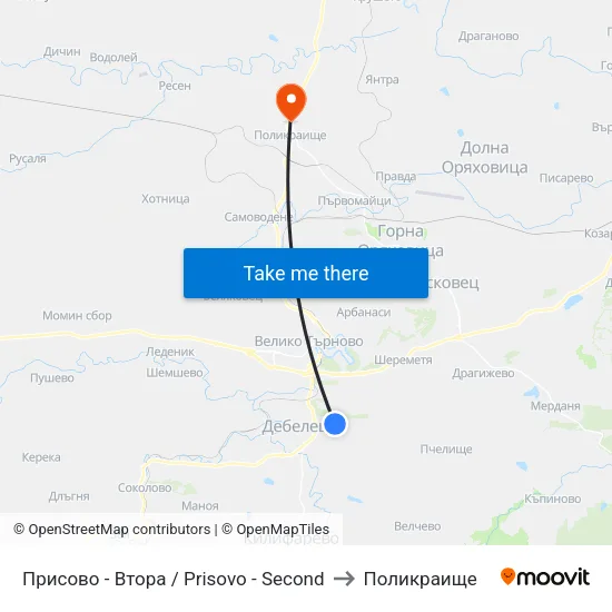 Присово - Втора / Prisovo - Second to Поликраище map
