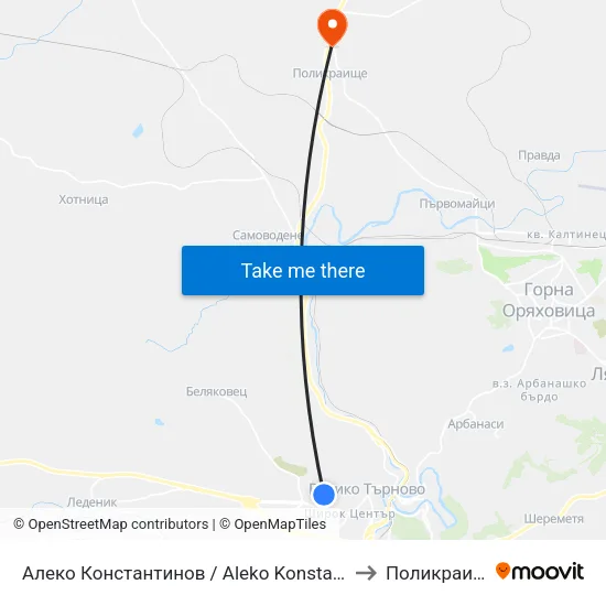 Алеко Константинов / Aleko Konstantinov to Поликраище map