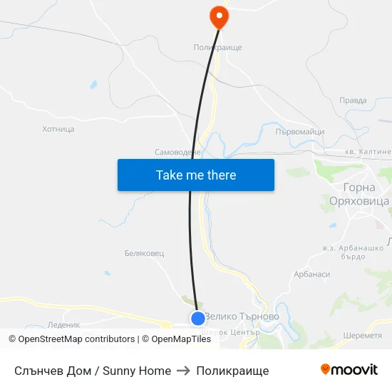 Слънчев Дом / Sunny Home to Поликраище map