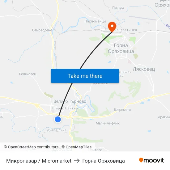 Микропазар / Micromarket to Горна Оряховица map
